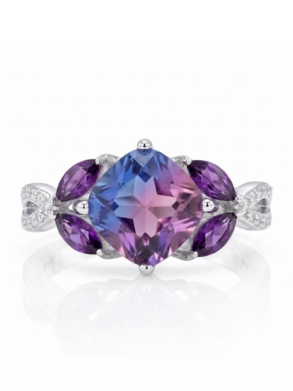 Pink & Purple Gemstone Ring, real 925 Sterling Silver Charmed Aroma Size 7 BP